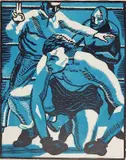 Michael Leone, - ''Golden Gloves Tournament''-, linocut in colors, ca. 1936