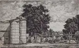 Luigi Lucioni, - ''Two Silos'' (Embury 81)-, etching, 1942
