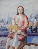 Paul Meltsner, - Rooftop Madonna-, gouache on illustration board, ca. 1940