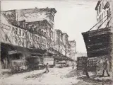 Max Mongel, - ''Washington: Market - Early Morning''-, etching