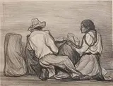 Pablo O'Higgins, - ''Hombre Y Mujer Sentados''-