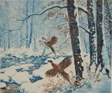 Reinhold H. Palenske, - ''Winter Woods''-, etching in colors, ca. 1935