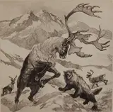 Reinhold H. Palenske, - ''Caribou and Wolverine''-, etching
