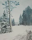 Leon Pescheret, - ''Northland''-, aquatint in colors, 1938