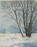 Leon Pescheret, - ''Winter''-, aquatint in colors, ca. 1930