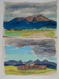 Wilfred A. Readio, - Mountainous Landscapes- 2 watercolors on paper, both signed 'Wilfred A. Readio' lower right in, pencil, good condition