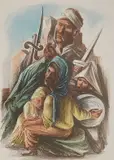 Mitchell Siporin, - ''Souvenir of 1941''-, lithograph in colors, 1941