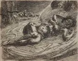 John Sloan, - ''Nude and Breakfast Tray'' (Morse 263)-, etching, 1933