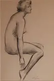 Clyde Singer, - Seated Nude-, charcoal on paper, ca. 1930's