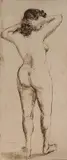 Clyde Singer, - Standing Nude-, etching, 1942