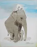 Viktor Schreckengost, - ''Elephants XIX''-, watercolor on paper