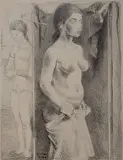 Raphael Soyer, - ''The Screen'' (Cole 85)-, lithograph, 1962