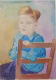 William Sommer, - Seated Boy in Blue Shirt-