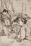 Maud Squire, - Cafe Scene-, etching, ca. 1910