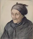Rolf Stoll, - ''Old Woman of Ondarroa''-, watercolor and graphite on paper, 1926