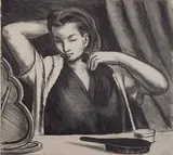 Julius Tanzer, - Woman Before A Mirror-, lithograph, ca. 1936-42