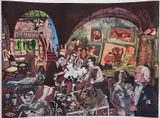 Warrington Colescott, - ''Picasso at Mougins: The Etchings'' (Chapin 346)-, etching in colors, 2002