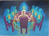 Mark Kostabi, - ''Current Exchange''-, silkscreen in colors, 1990