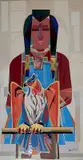 Stephen Longstreet, - ''Apache Red Hawk Song''-, mixed media collage