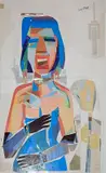 Stephen Longstreet, - ''Billie Holiday #3''-, mixed media collage