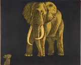 Leticia Tarrago, - ''Elefante Nocturno''-, etching in 2 colors