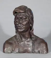 Olympio Brindesi, - Indian Brave-, bronze sculpture, 1920