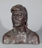 Olympio Brindesi, - Indian Brave-, bronze sculpture, 1920