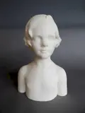 Mario Korbel, - Bust of A Child-, marble sculpture, ca. 1925