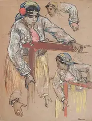 André Suréda, - Figural Studies-, gouache and pastel on paper