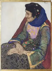 André Suréda, - Seated Woman-, gouache on paper, 1913