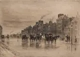Félix Buhot, - ''Matinee d'Hiver au Quai de l'Hotel Dieu'' (Bourcard and Goodfriend 123 x/XV)-, etching and drypoint, 1876