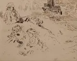 Félix Buhot, - ''Croquis D'Enfants'' (Bourcard and Goodfriend 63 i/V)-, etching and aquatint, 1875, very good condition