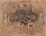 Félix Buhot, - ''Les Voisins De Campagne'' (Bourcard & Goodfriend 148)-, etching and drypoint, 1879-80