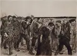 - ''Weberzug'' (Klipstein 32 ivb)- by Käthe Kollwitz, etching, 1897, Van Der Becke blind stamp, printed 1945, very good condition. 8 5, sold Mar 2015