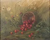 Anne B. Hardy, - ''The Spilled Strawberries''-, oil on canvas
