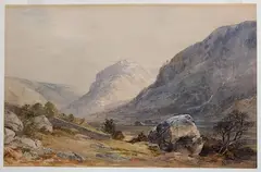 Louis Ritter, - Landscape with Mountains-, watercolor on paper, 1890