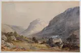 Louis Ritter, - Landscape with Mountains-, watercolor on paper, 1890