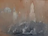 Joseph Pennell, - ''Winter Sunrise''-, gouache on cardboard