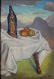 Abraham Walkowitz, - ''Duncan In A Bottle''-, oil on panel, initialed A.W. lower right