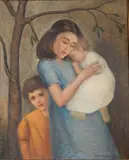 Ethel Blanchard Collver, - Mother and Children-, oil on canvas