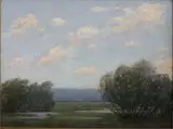 Willard E. Allen, - Summer Landscape-, oil on artist board, 1913