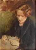 Edward Barnard Lintott, - ''Sketch of My Wife Marie''-, oil on canvasboard, 1938