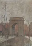 Bela De Tirefort, - ''Washington Square Park''-, oil on canvas