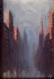 George Lingle Wilstach, - ''Clearing Up - 5th Avenue N. Y. City''-, oil on canvasboard