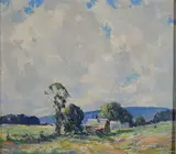 C. Curry Bohm, - Summer Landscape-, oil on canvasboard