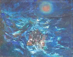 Frederick B. Serger, - Boat at Sea-, oil on canvas