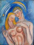 Elizabeth Wheeler Taylor, - Adam and Eve-, oil on panel, initialed E. W. T. lower right