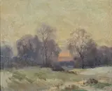John Hanny, - Landscape at Dusk-, oil on panel