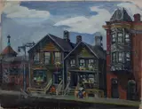 N. N. Nicholson, - Street Scene-, oil on canvas