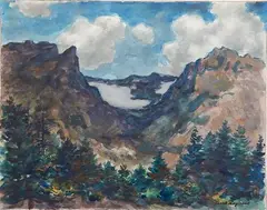 Grant T. Reynard, - ''Hallett's Peak - Estes Park, Colorado''-, watercolor on paper